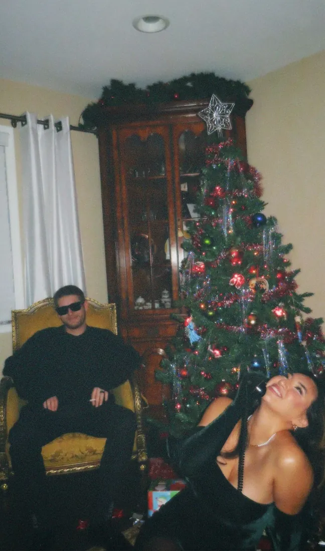 Christmas portrait beside the tree