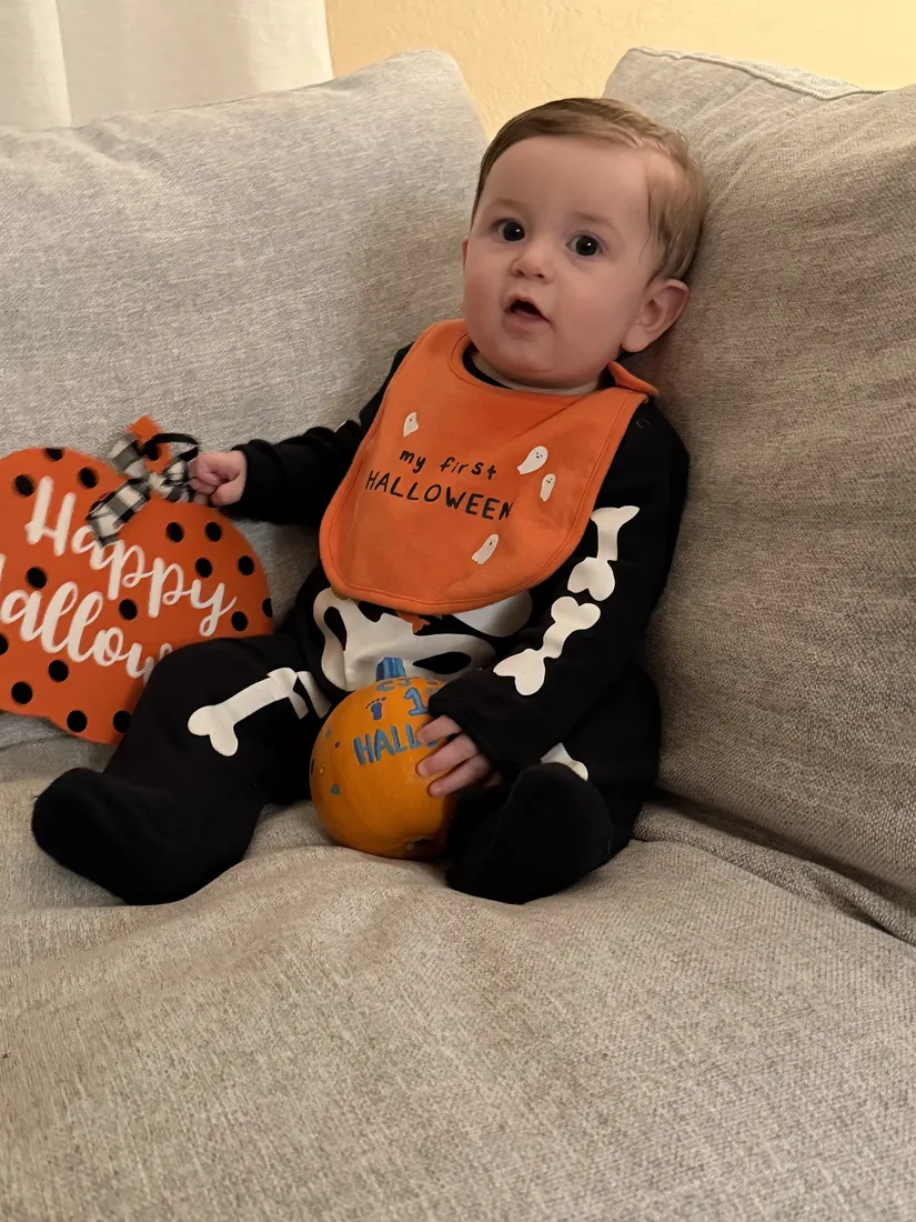 Calix celebrating his first Halloween