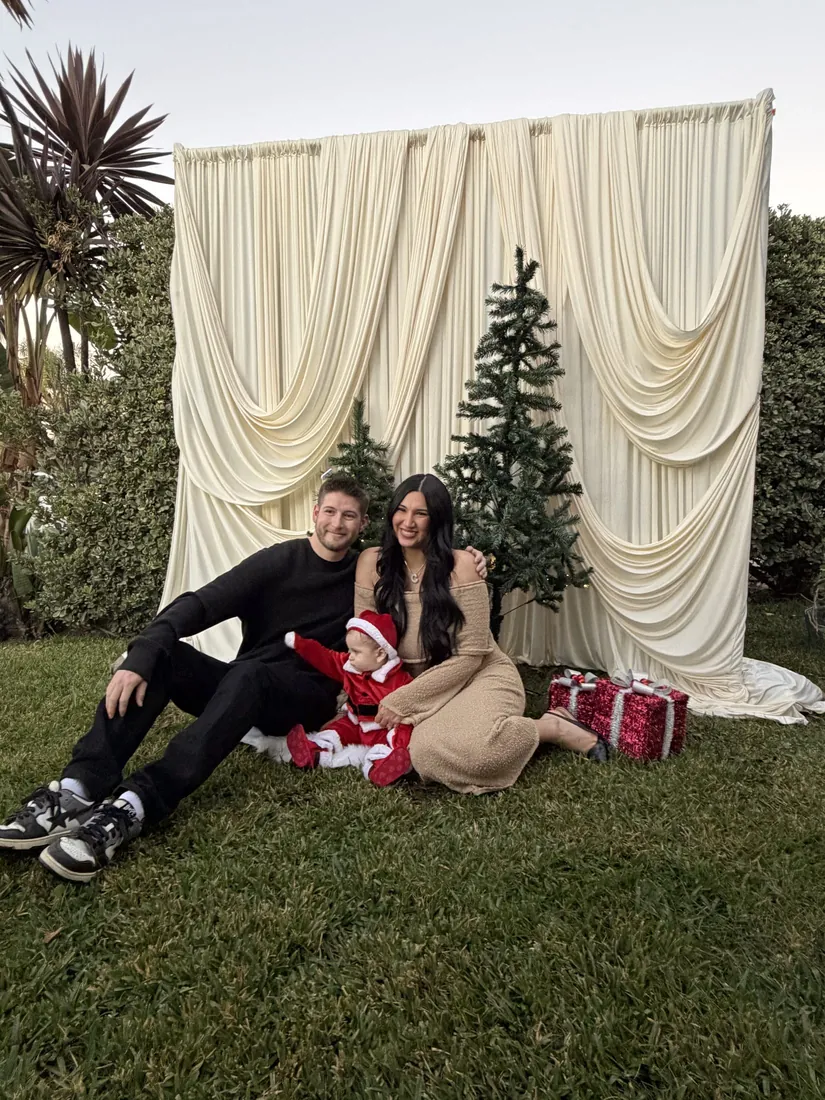 The Crippen family seated together at Christmas 2025